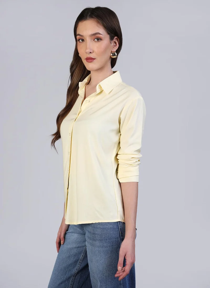 Urbano Fashion  Urbano Fashion Women's Butter Modal Viscose Full Sleeve Regular Fit Casual Solid Shirt with Regular Collar for Women | Best Price UAE