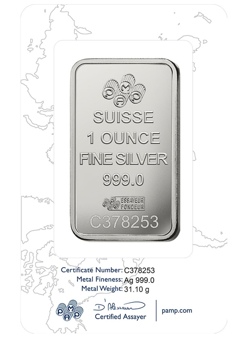 PAMP Swiss Pamp Fortuna 1 Ounce Minted Bar in 999.0 Silver  - Image 3