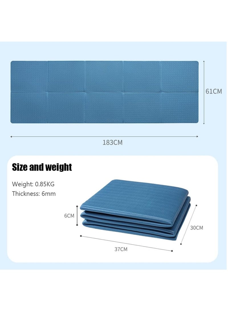 سجادة يوغا محمولة مقاس 183*61*6 سم - سجادة يوغا إسفنجية عالية الكثافة، سجادة يوغا غير قابلة للانزلاق، سجادة يوغا صديقة للبيئة من مادة TPE، مناسبة لليوغا والبيلاتيس واللياقة البدنية أثناء السفر - Image 2