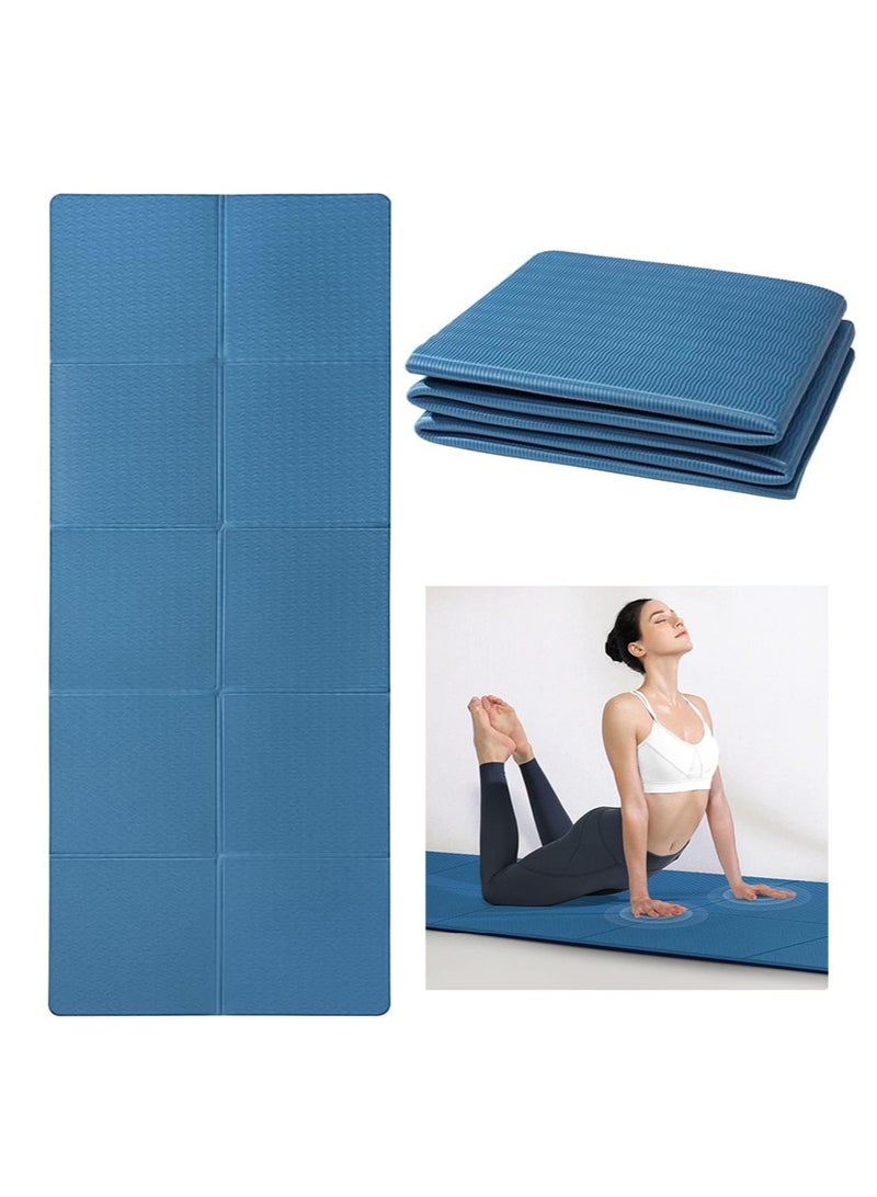 سجادة يوغا محمولة مقاس 183*61*6 سم - سجادة يوغا إسفنجية عالية الكثافة، سجادة يوغا غير قابلة للانزلاق، سجادة يوغا صديقة للبيئة من مادة TPE، مناسبة لليوغا والبيلاتيس واللياقة البدنية أثناء السفر - Image 1