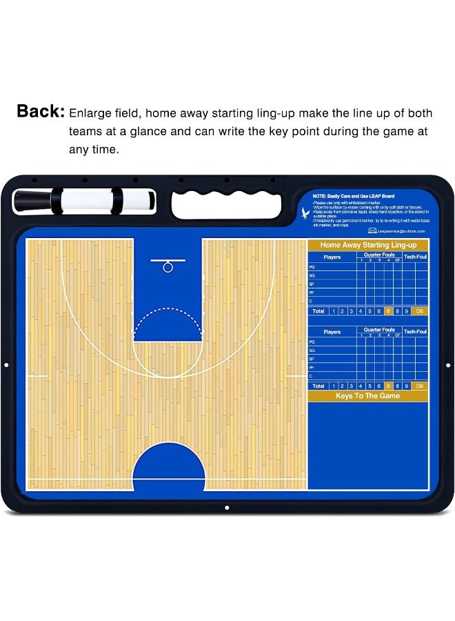 LEAP LEAP Basketball Coach Board Premium Coaches Clipboard Double Side Design with Full & Half Court and Dry Erase Marker Pen Coaching Board Great for Coaches Kids, Community, High School Team  - Image 5