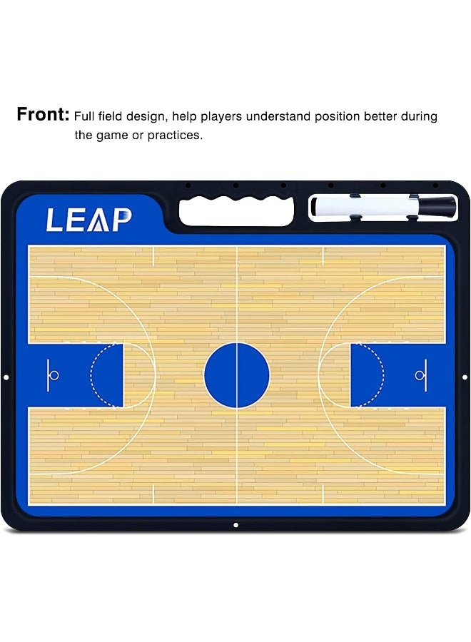 LEAP LEAP Basketball Coach Board Premium Coaches Clipboard Double Side Design with Full & Half Court and Dry Erase Marker Pen Coaching Board Great for Coaches Kids, Community, High School Team  - Image 3