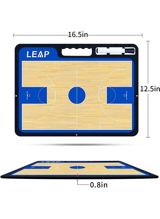 LEAP LEAP Basketball Coach Board Premium Coaches Clipboard Double Side Design with Full & Half Court and Dry Erase Marker Pen Coaching Board Great for Coaches Kids, Community, High School Team  - Image 2