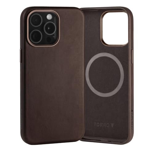 TORRO Case Compatible with iPhone 15 Pro Max – Premium Leather MagSafe Compatible, Slim Bumper Case (Dark Brown) - Image 1