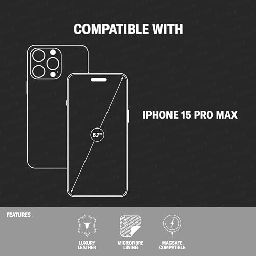 TORRO Case Compatible with iPhone 15 Pro Max – Premium Leather MagSafe Compatible, Slim Bumper Case (Dark Brown) - Image 2