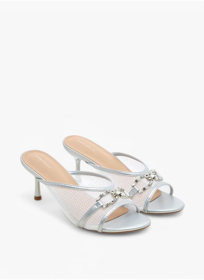 فلورا بيلا من شو إكسبرس Embellished Slip-On Sandals with Flared Heel