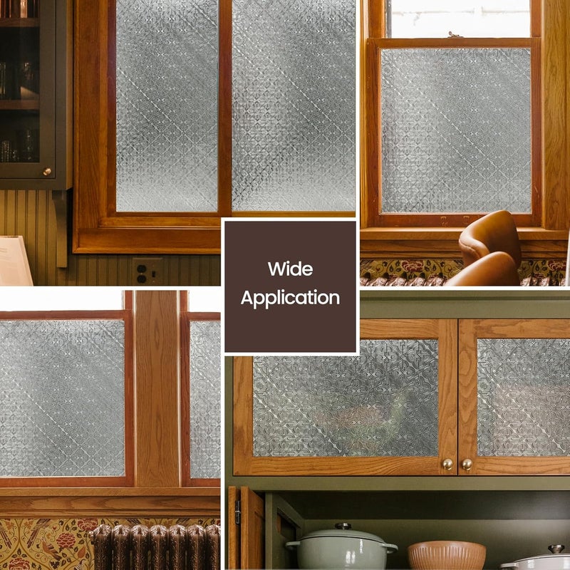 Add.Heres Stained Glass Window Privacy Film, 3D Static Cling Removable Window Clings, Heat Control Sun Blocking Window Film for Bathroom,Front Door,Home,Begonia,17.3" x 78.7" - Image 5