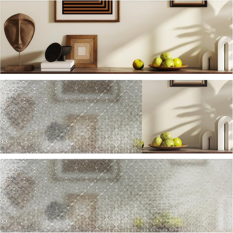 Add.Heres Stained Glass Window Privacy Film, 3D Static Cling Removable Window Clings, Heat Control Sun Blocking Window Film for Bathroom,Front Door,Home,Begonia,17.3" x 78.7" - Image 4