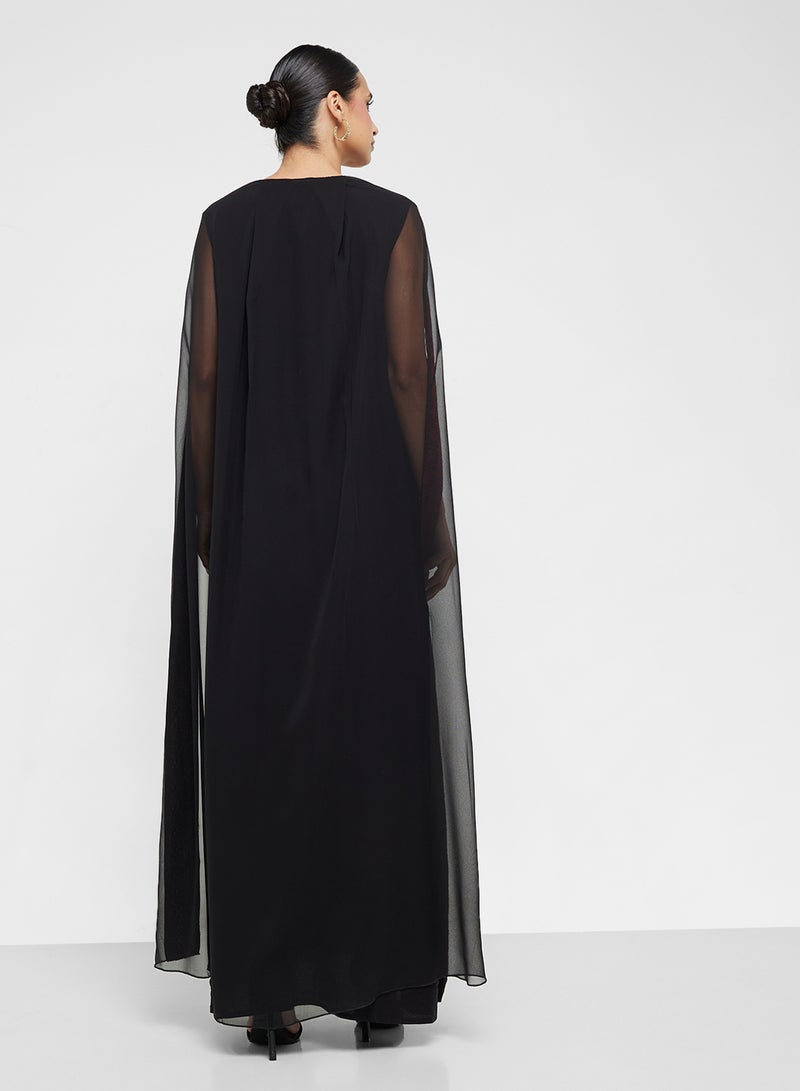 hayas closet Embroidered Abaya with Sheila  - Image 2