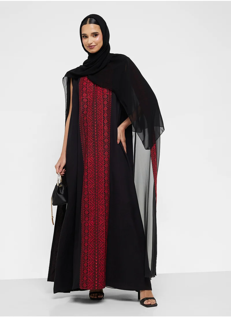 هيا كلوزيت Embroidered Abaya with Sheila