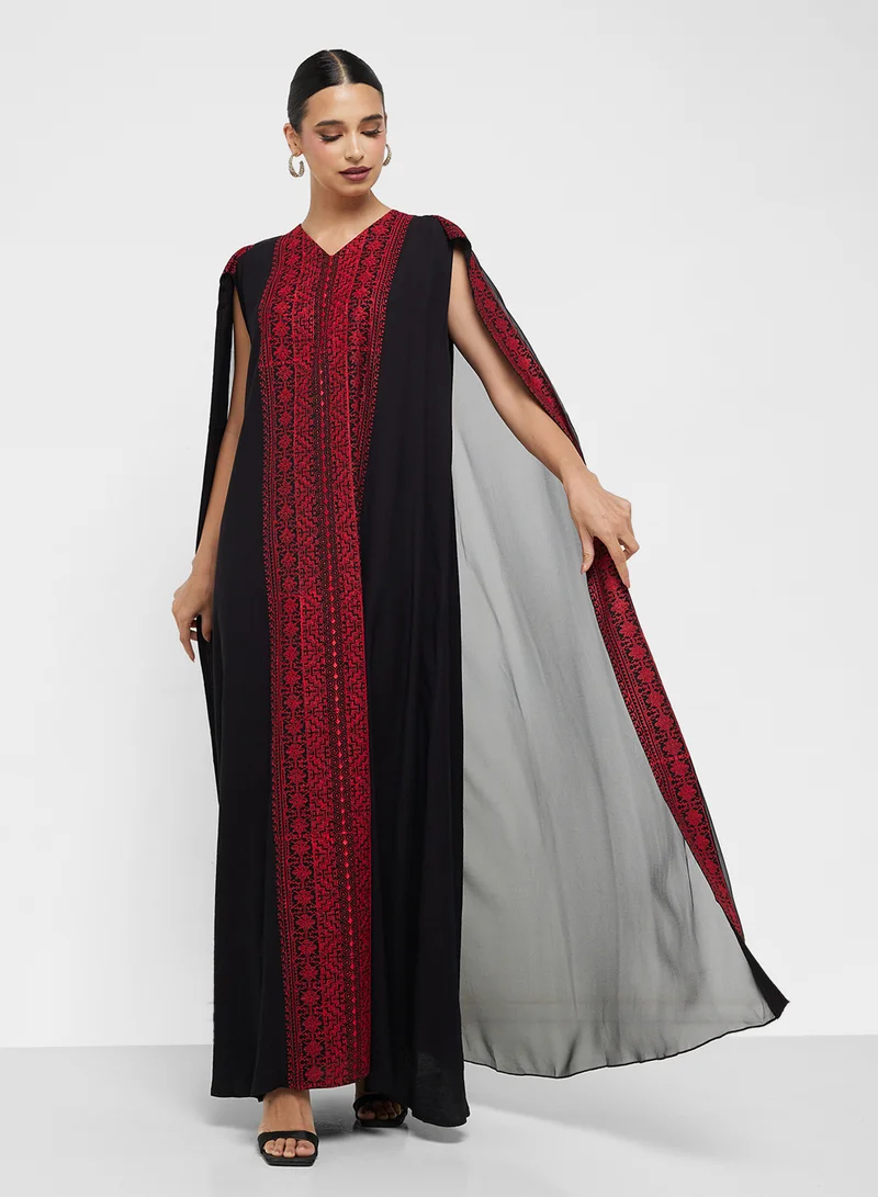 hayas closet Embroidered Abaya with Sheila