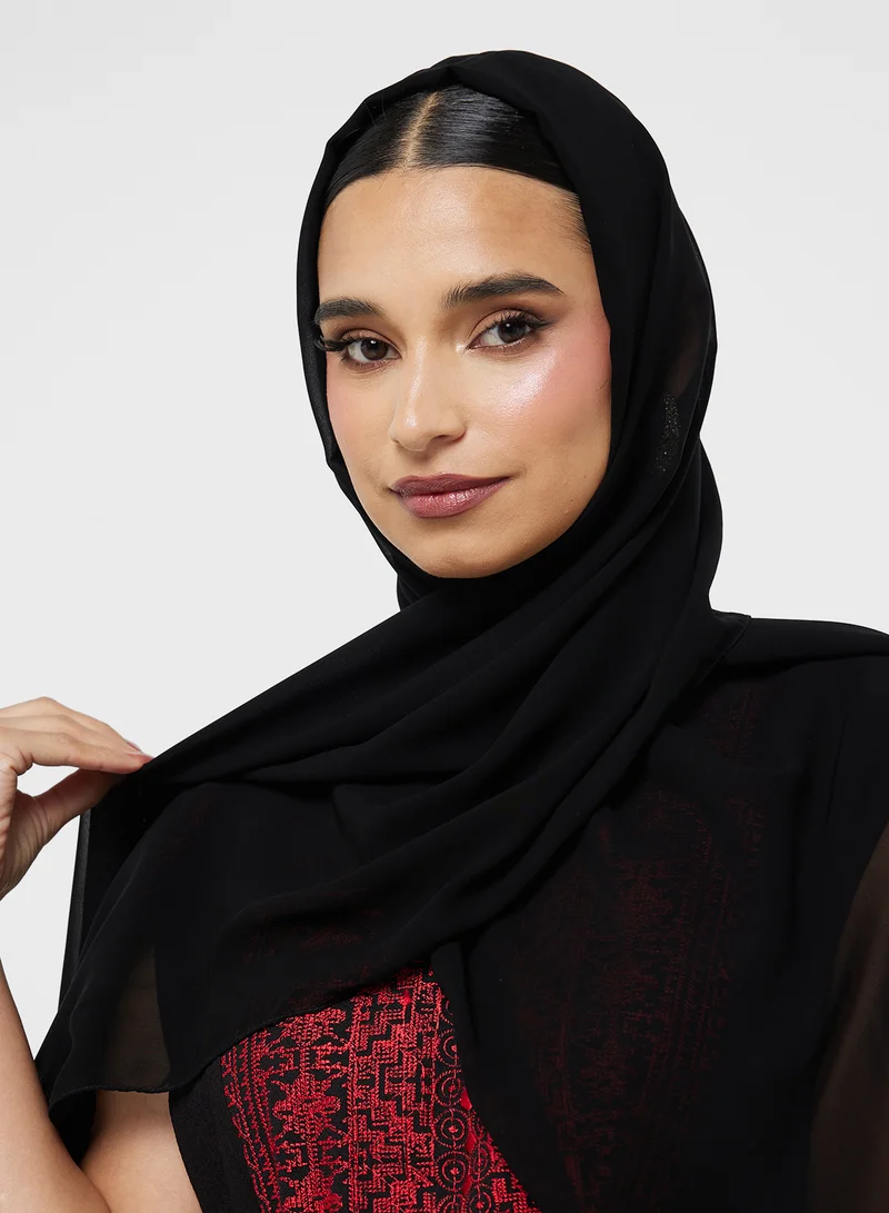 hayas closet Embroidered Abaya with Sheila