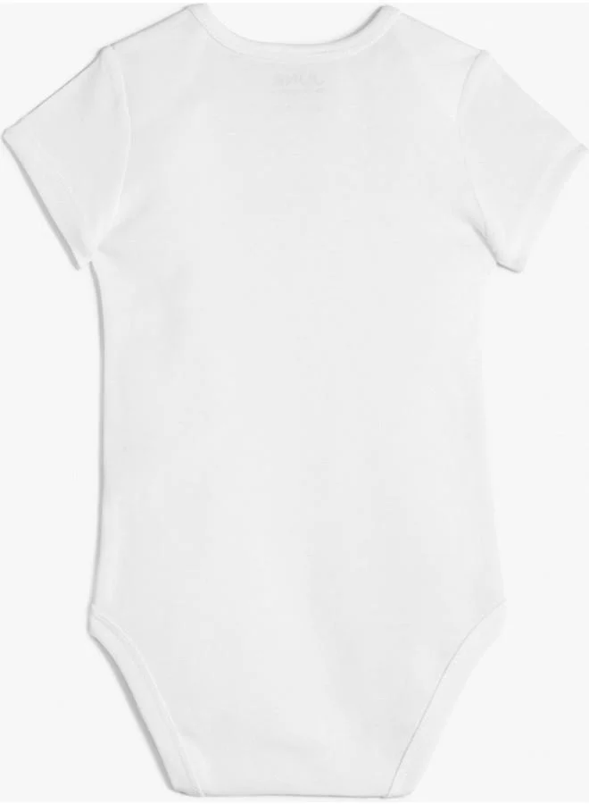 JUNE June Baby Printed 5-Pack Short Sleeve Bodysuit White - Grey