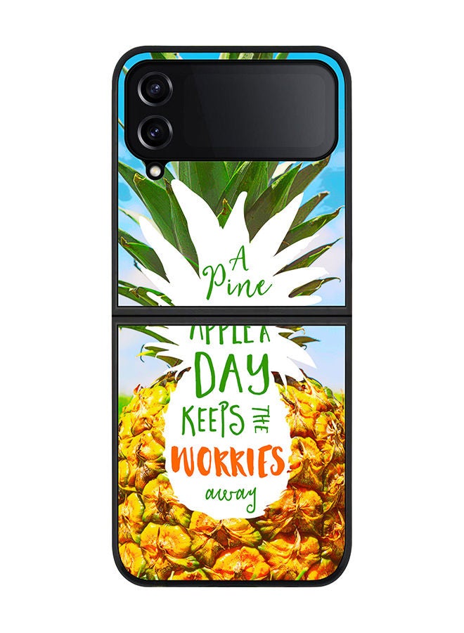Stylizedd Rugged Black edge case for Samsung Galaxy Z Flip4 Slim fit Soft Case Flexible Rubber Edges Anti Drop TPU Gel Thin Cover - Pineapple A Day - Image 1