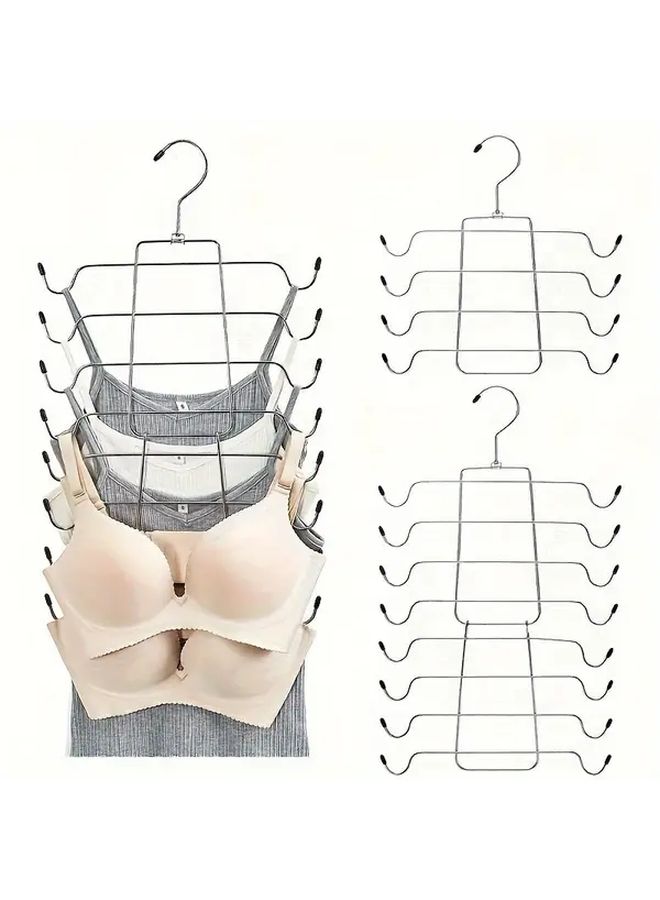 Stainless Steel Adjustable Multi Layer Hanger 4 Tier And 8 Tier Non Slip Underwear And Tank Top Organizer For Bras Ties Camisoles Space Saving Closet Storage One - Image 2