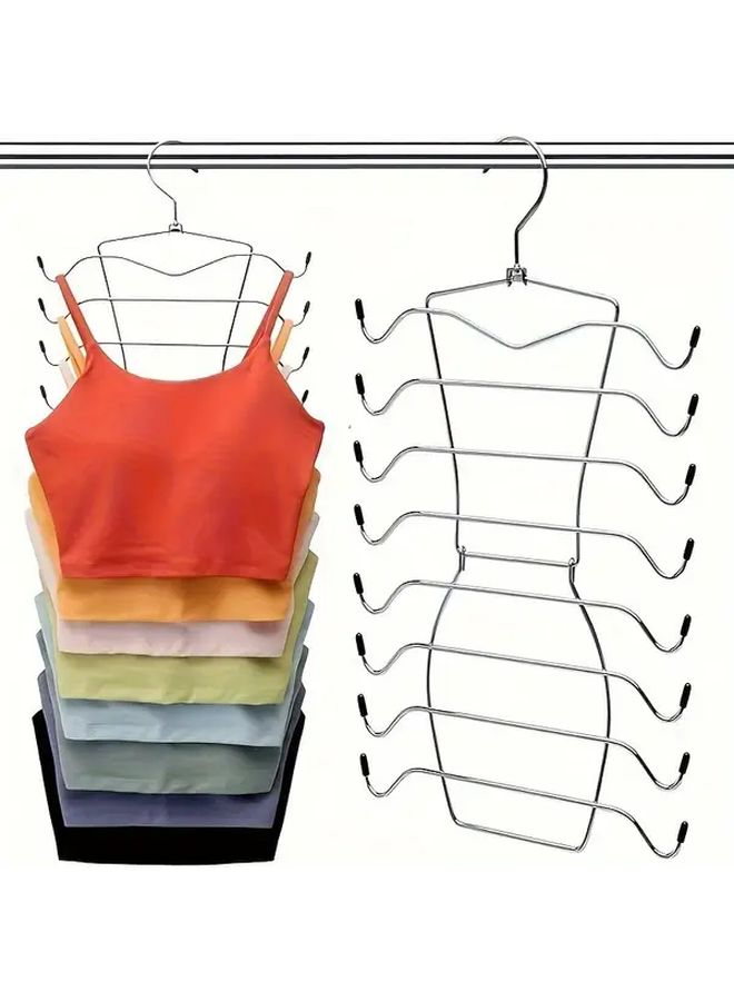 Stainless Steel Adjustable Multi Layer Hanger 4 Tier And 8 Tier Non Slip Underwear And Tank Top Organizer For Bras Ties Camisoles Space Saving Closet Storage One - Image 1