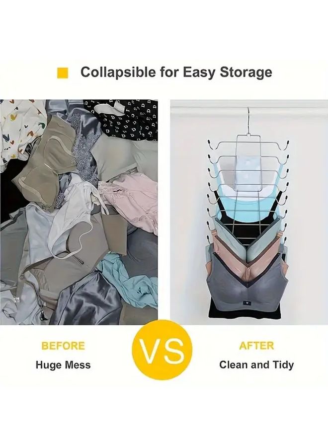 Stainless Steel Adjustable Multi Layer Hanger 4 Tier And 8 Tier Non Slip Underwear And Tank Top Organizer For Bras Ties Camisoles Space Saving Closet Storage One - Image 3