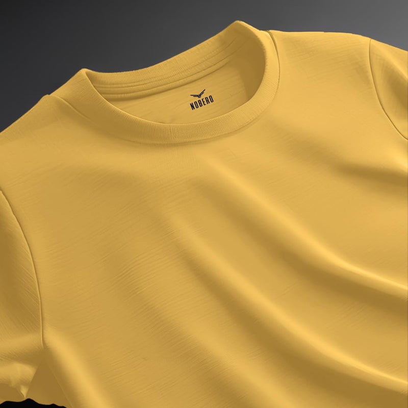 NOBERO Men's Yellow Oversized Cotton T-Shirt - Image 2