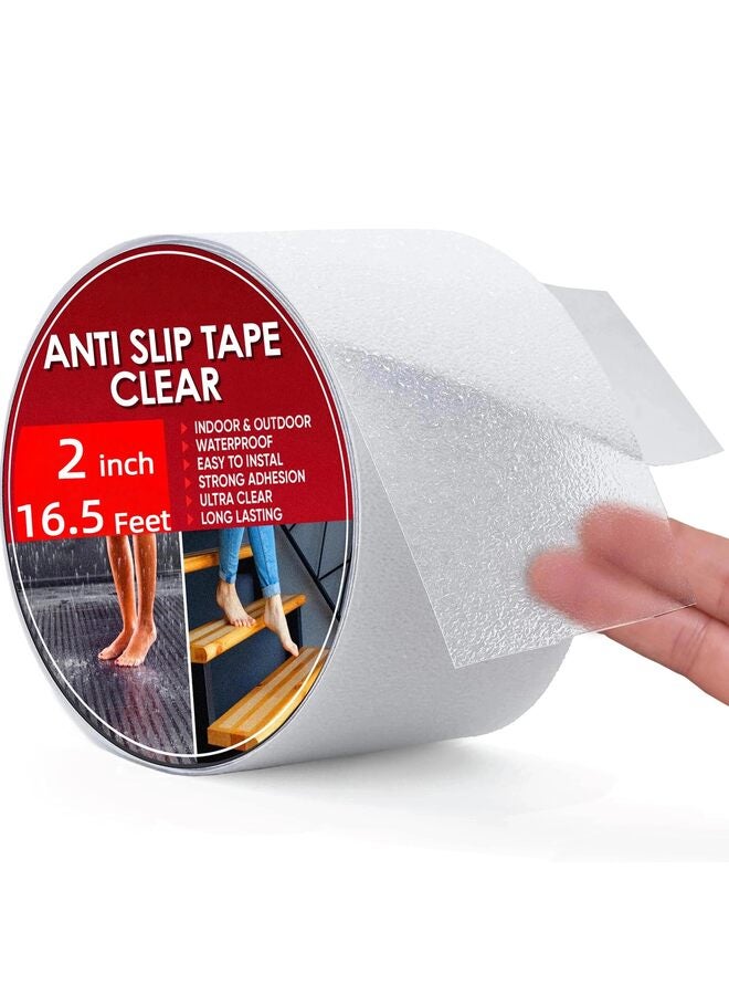 Grip Tape, Heavy Duty Anti Slip Tape Clear Outdoor/Indoor 2In*16.5Ft, Non Slip Roll/Stickers Easy to Cut Waterproof for Bathtub, Shower Floor, Pool, Stairs Safety Non Skid - Image 1