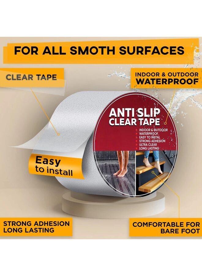 Grip Tape, Heavy Duty Anti Slip Tape Clear Outdoor/Indoor 2In*16.5Ft, Non Slip Roll/Stickers Easy to Cut Waterproof for Bathtub, Shower Floor, Pool, Stairs Safety Non Skid - Image 2