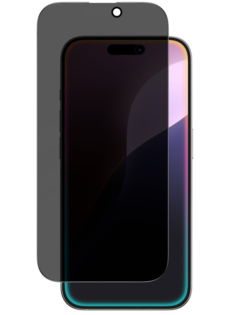 Privacy Supreme Glass Full Cover for iPhone 16 PRO Screen Protector Tempered Glass with Easy Install Tray - [28 Degree Privacy 2.75D]