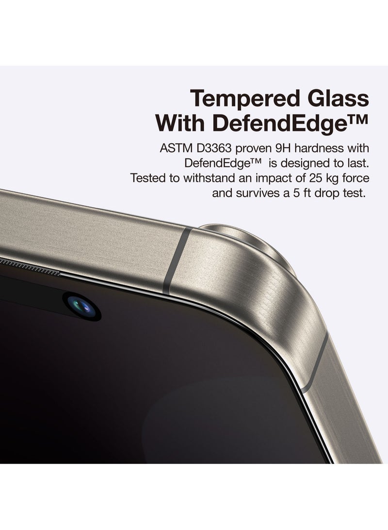 Privacy Supreme Glass Full Cover for iPhone 16 PRO Screen Protector Tempered Glass with Easy Install Tray - [28 Degree Privacy 2.75D]