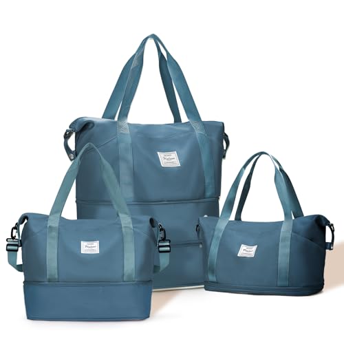 livbote Expandable Travel Duffle Bag for Women Men Large Gym Bag Travel Tote Bags Waterproof Carry On Personal Item Bag Airline Approved Overnight Workout Weekender Bag with Luggage Sleeve Peacock Blue - Image 1