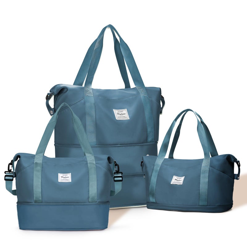 livbote Expandable Travel Duffle Bag for Women Men Large Gym Bag Travel Tote Bags Waterproof Carry On Personal Item Bag Airline Approved Overnight Workout Weekender Bag with Luggage Sleeve Peacock Blue - Image 2