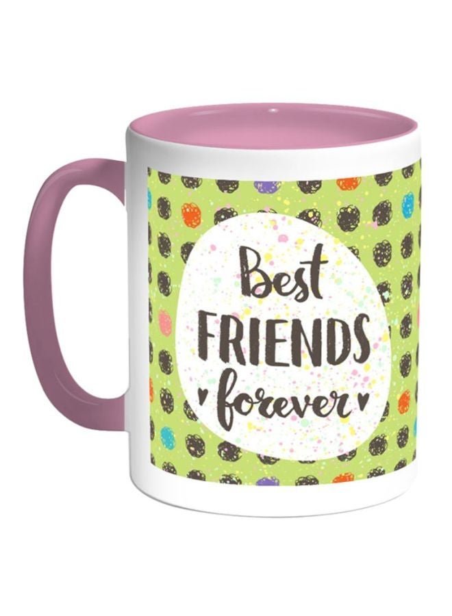أفضل صديق للأبد كوب قهوة سيراميك مطبوع أخضر/أسود/أبيض 12 أونصة
