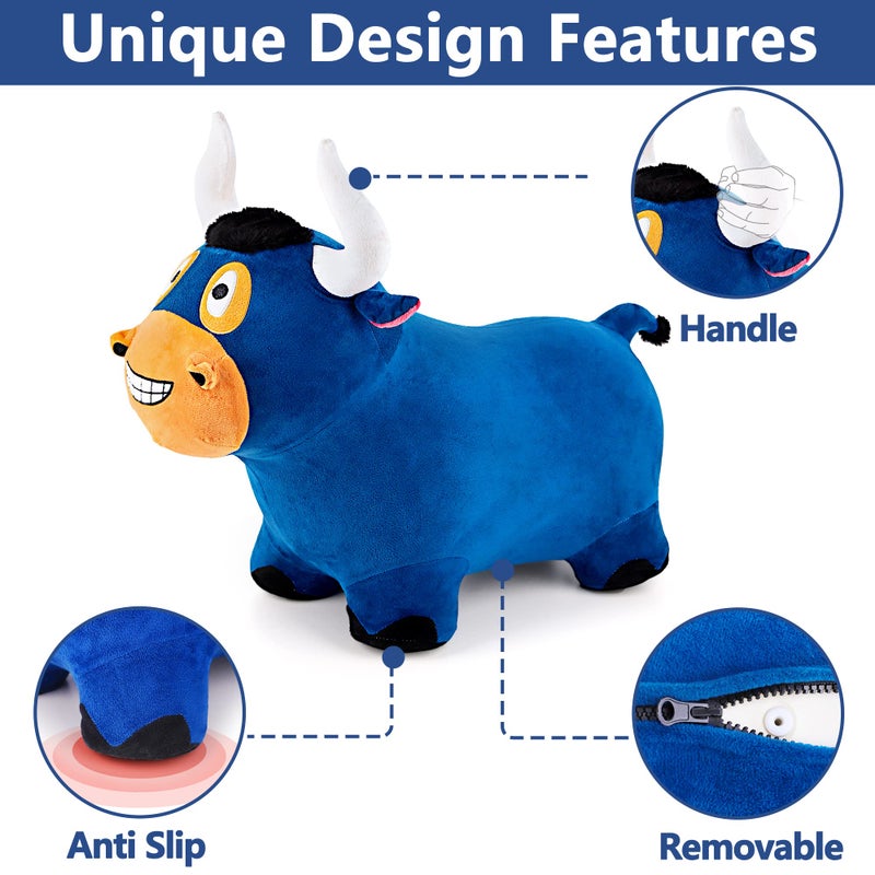 iPlay, iLearn Bouncy Pals Bull Hopping Horse, Plush Inflatable Animal Hopper, Indoor n Outdoor Ride on Jumping Bounce Toys, Birthday Gift for 18 Months 2 3 4 5 Year Old Kids Toddlers Boys Girls - Image 3
