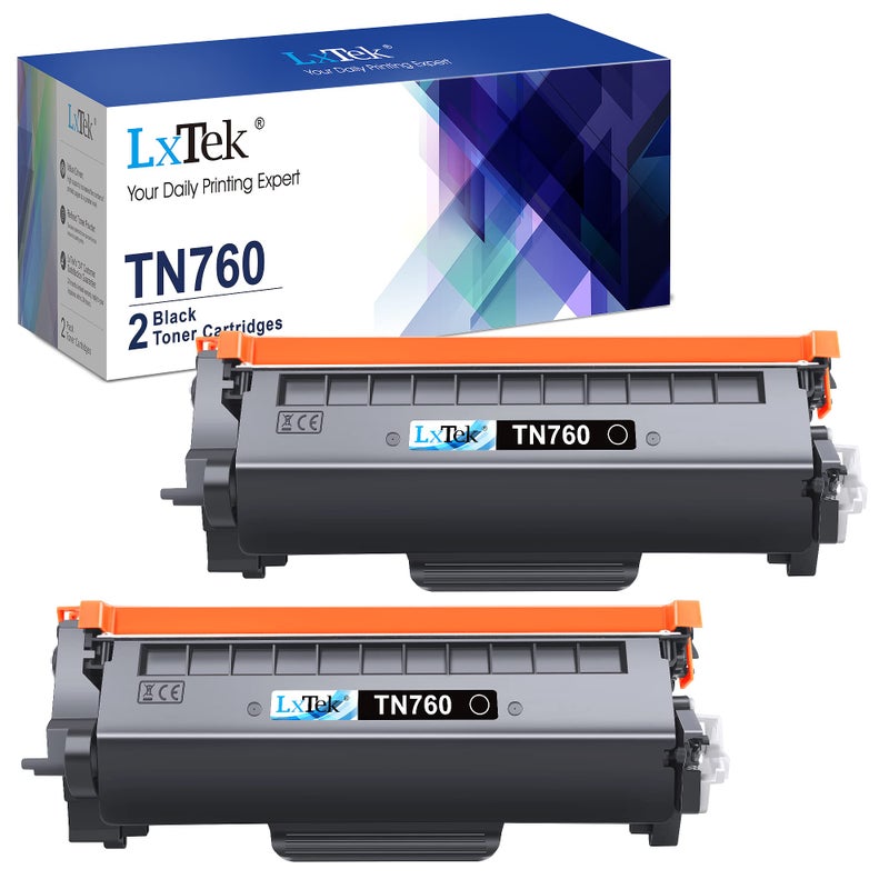 LxTek Compatible Toner Cartridge Replacement for Brother TN760 TN 760 TN730 TN 730 Compatible with MFC-L2710DW HL-L2350DW HL-L2370DWXL MFC-L2750DW HL-L2395DW MFC-L2690DW Tray (Black, 2 Pack) - Image 1