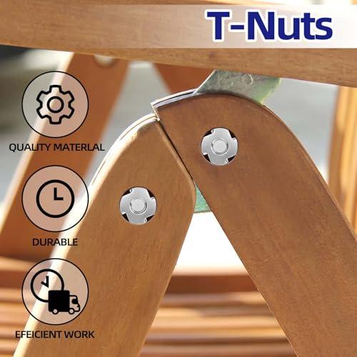 Etauwe 1/4"-20 T-Nuts 304 Stainless Steel, 4-Pronged Tee Nut for Wood, Rock Climbing Holds, Furniture, 25 PCS - Image 3