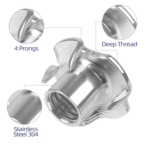 Etauwe 1/4"-20 T-Nuts 304 Stainless Steel, 4-Pronged Tee Nut for Wood, Rock Climbing Holds, Furniture, 25 PCS - Image 4