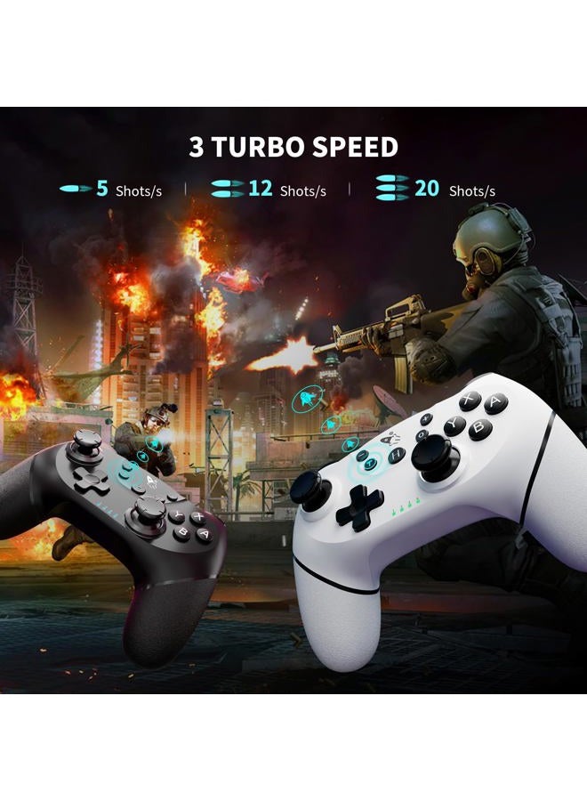 Acegamer Wireless Controller For Nintendo Switch/Lite/Oled, 2 Pack Switch Controllers, Dual Vibration/Turbo/Ergonomic Pro Controller! (Black&White) - Image 4