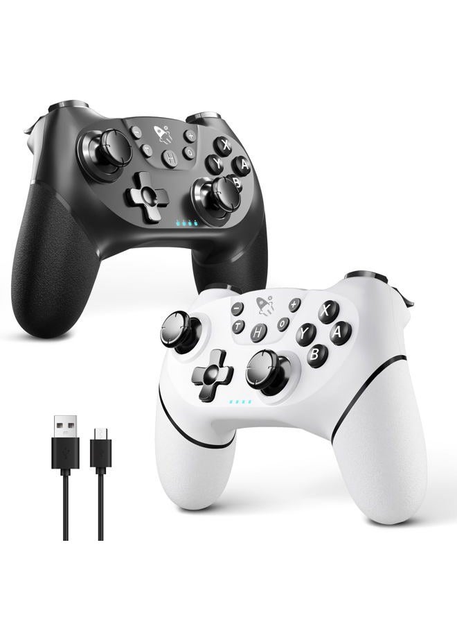 Acegamer Wireless Controller For Nintendo Switch/Lite/Oled, 2 Pack Switch Controllers, Dual Vibration/Turbo/Ergonomic Pro Controller! (Black&White) - Image 1