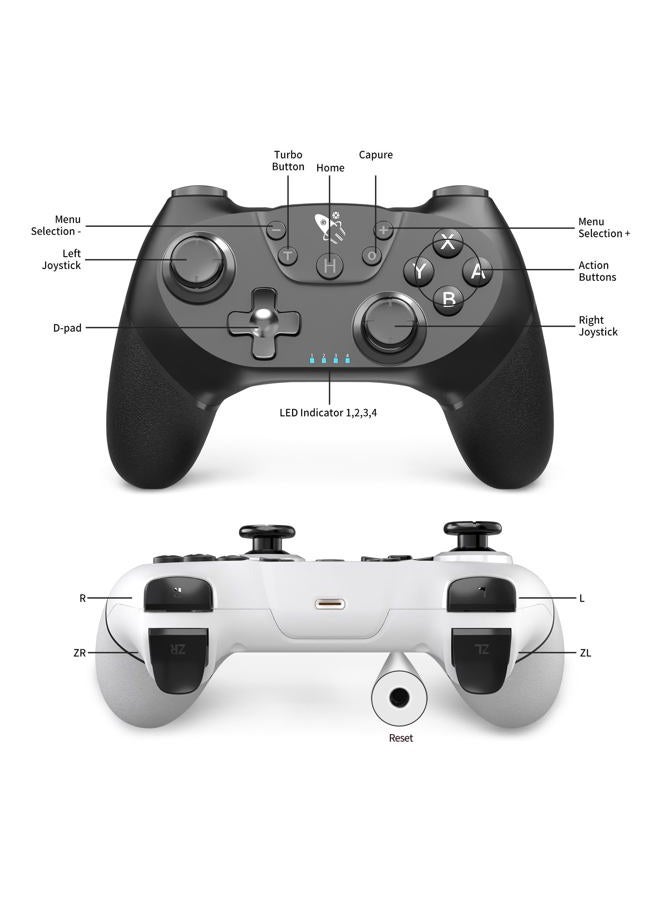 Acegamer Wireless Controller For Nintendo Switch/Lite/Oled, 2 Pack Switch Controllers, Dual Vibration/Turbo/Ergonomic Pro Controller! (Black&White) - Image 2
