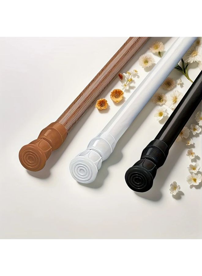Tension Spring Loaded Telescoping Rod 70cm To 120cm Wood Grain Color Shower Curtain Rod - Image 1