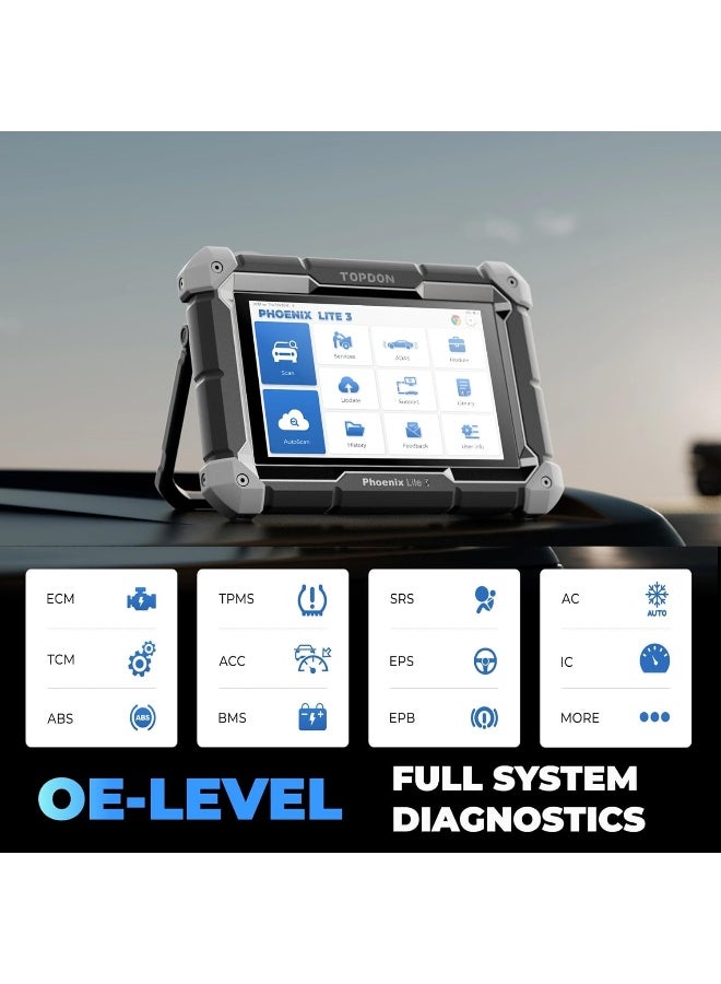 Topdon TOPDON Phoenix Lite 3 with 3 YEAR UPDATE Diagnostic Tool WI– Comprehensive Vehicle Diagnostics with Precision Topology Mapping, CAN-FD Protocol, FCA Gateway Access, Bi-Directional Controls & 35 Maintenance Functions - Image 3