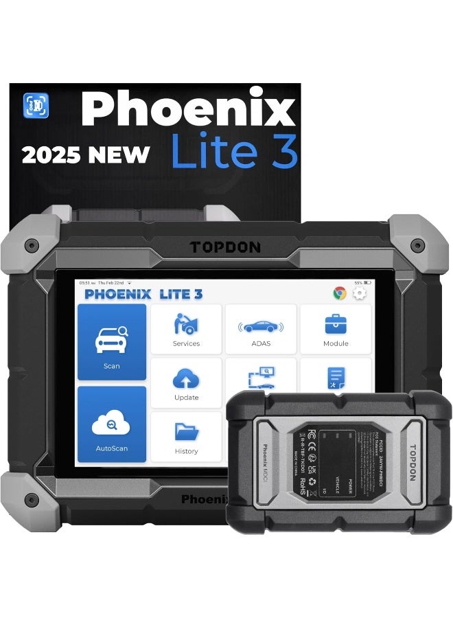 Topdon TOPDON Phoenix Lite 3 with 3 YEAR UPDATE Diagnostic Tool WI– Comprehensive Vehicle Diagnostics with Precision Topology Mapping, CAN-FD Protocol, FCA Gateway Access, Bi-Directional Controls & 35 Maintenance Functions - Image 1
