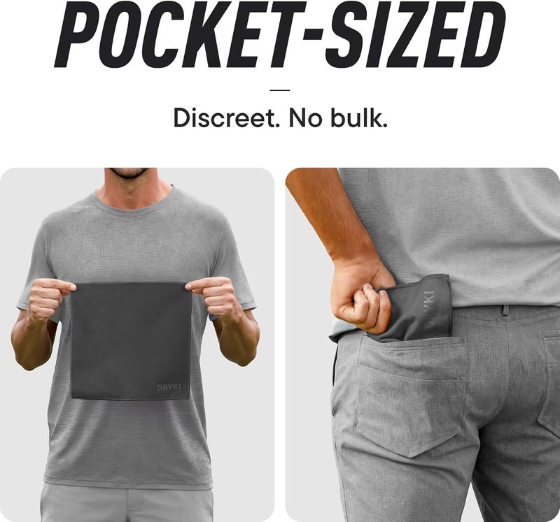DRYKI Sweat Absorbing Handkerchiefs - The Original Pocket-Sized Sweat Towels - Quick-Dry Microfiber Sweat Rags for Face, Hands, & Body - Men & Women - Gym, Sports, and Work (Dark Grey: 5 Pack) - Image 4