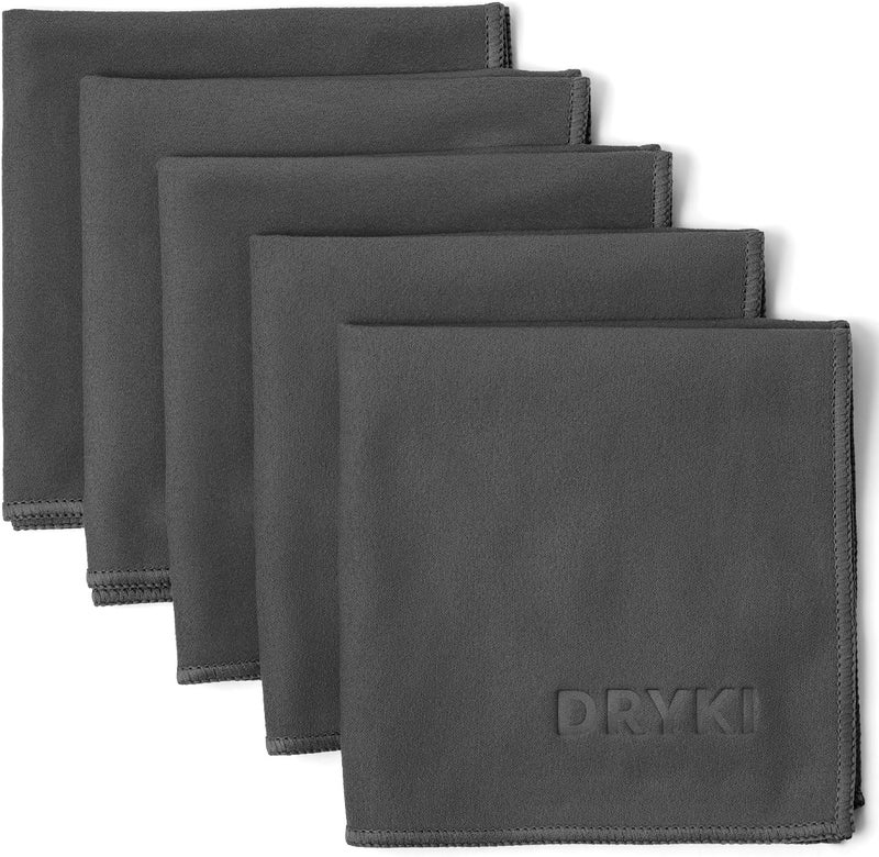 DRYKI Sweat Absorbing Handkerchiefs - The Original Pocket-Sized Sweat Towels - Quick-Dry Microfiber Sweat Rags for Face, Hands, & Body - Men & Women - Gym, Sports, and Work (Dark Grey: 5 Pack) - Image 1