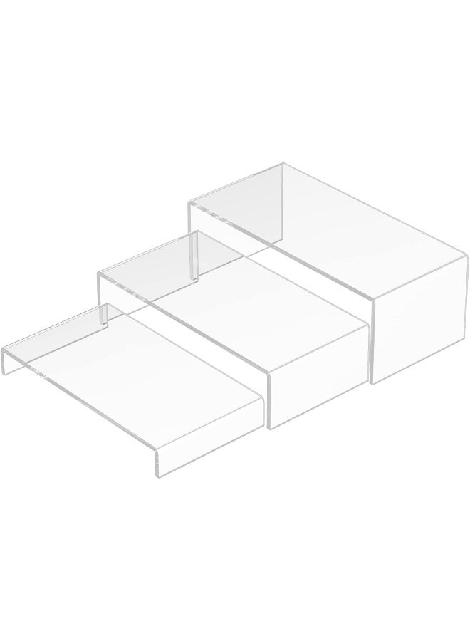 TPGP Acrylic Risers Display Stands 3pcs, Rectangular Dessert Table Display Set, Clear Display Shelf for Funko Pop, Collectibles, Vendors, Retails, Shoes, Glasses, Plants, Home Decors, Decoration - Image 1