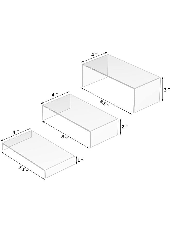 TPGP Acrylic Risers Display Stands 3pcs, Rectangular Dessert Table Display Set, Clear Display Shelf for Funko Pop, Collectibles, Vendors, Retails, Shoes, Glasses, Plants, Home Decors, Decoration - Image 2