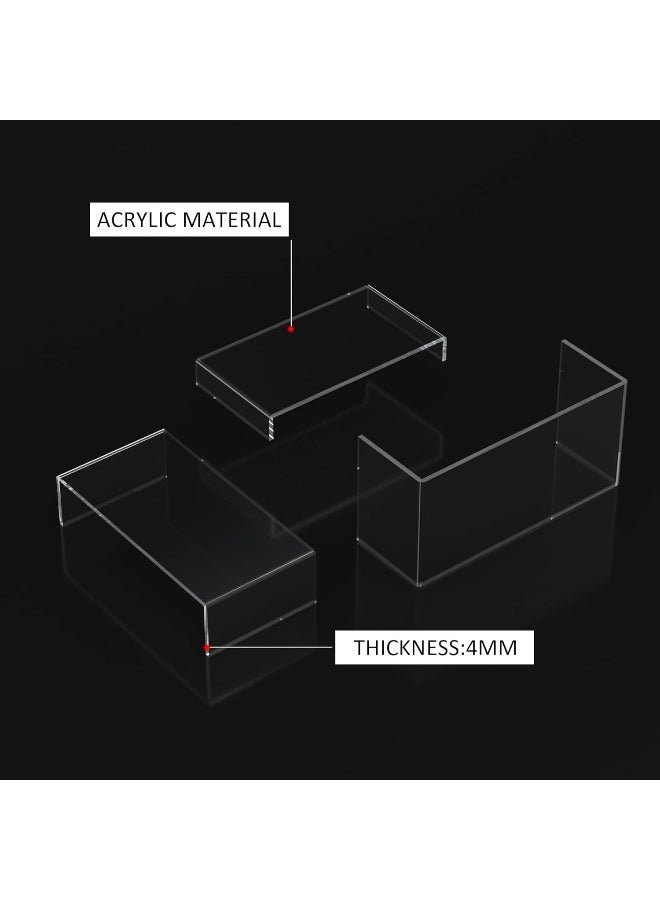 TPGP Acrylic Risers Display Stands 3pcs, Rectangular Dessert Table Display Set, Clear Display Shelf for Funko Pop, Collectibles, Vendors, Retails, Shoes, Glasses, Plants, Home Decors, Decoration - Image 4
