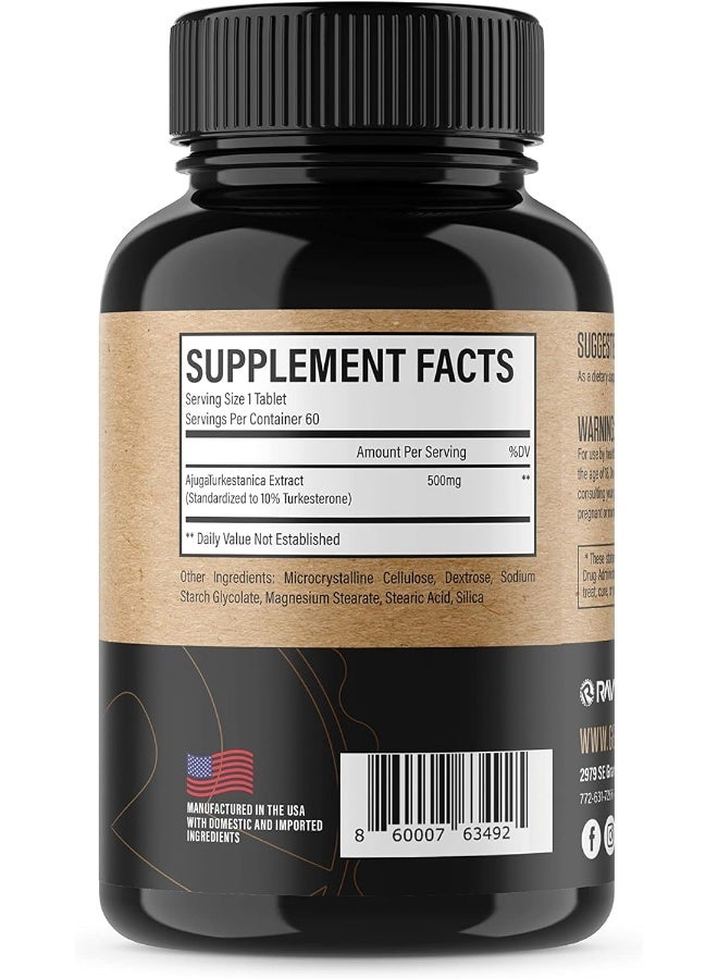 Raw التغذية تركسترون 500 ملغ، عبوة من 60 قرصًا - Image 3