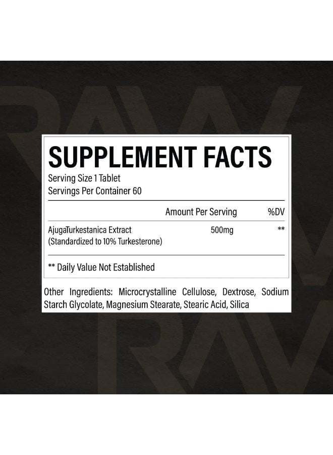 Raw التغذية تركسترون 500 ملغ، عبوة من 60 قرصًا - Image 2