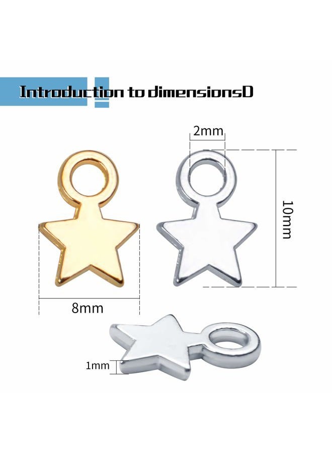 Jdesun 100pcs Mini Star Charms Alloy Star Shape Charms Pendants for DIY Crafting Jewelry Making (Gold and Silver),10x8x1mm - Image 4