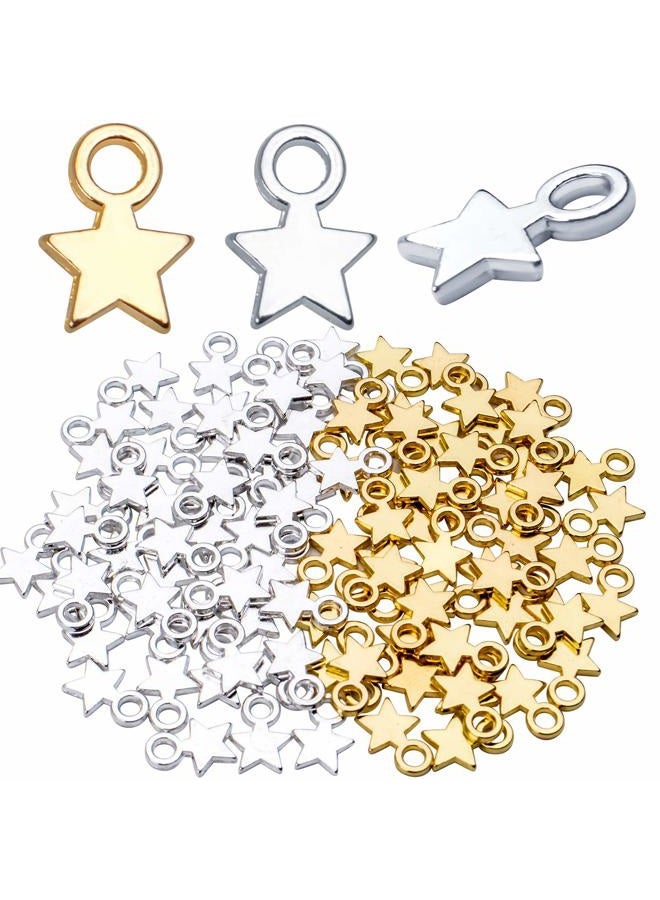 Jdesun 100pcs Mini Star Charms Alloy Star Shape Charms Pendants for DIY Crafting Jewelry Making (Gold and Silver),10x8x1mm - Image 1