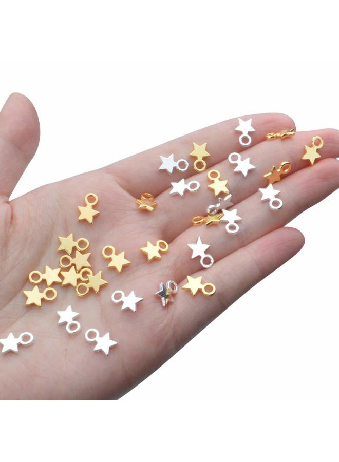 Jdesun 100pcs Mini Star Charms Alloy Star Shape Charms Pendants for DIY Crafting Jewelry Making (Gold and Silver),10x8x1mm - Image 2