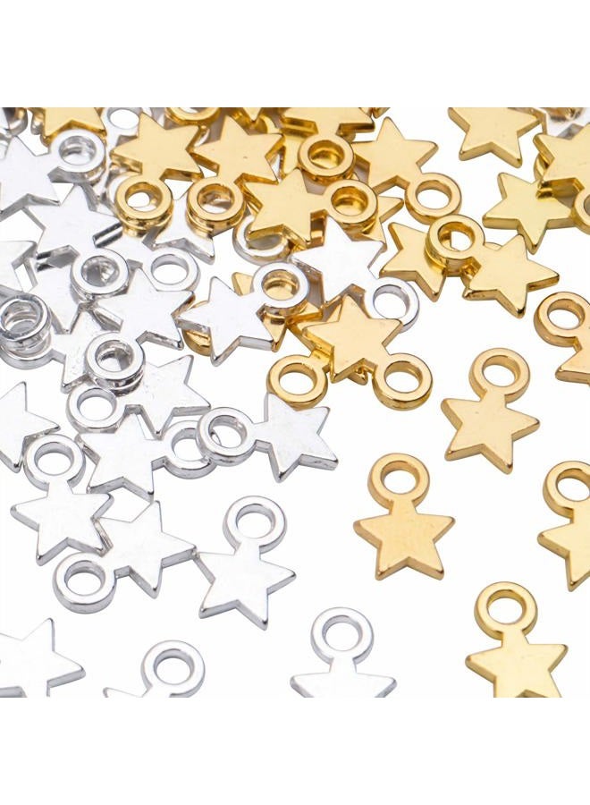 Jdesun 100pcs Mini Star Charms Alloy Star Shape Charms Pendants for DIY Crafting Jewelry Making (Gold and Silver),10x8x1mm - Image 3